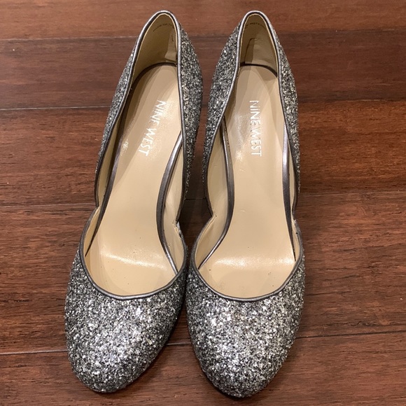 Nine West heels silver shoes 7M - Picture 1 of 5